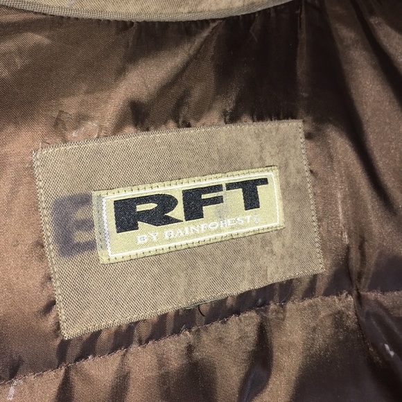RFT Rainforest Down Filled Suede Bomber Jacket Zip up, Men size Large EUC - Picture 6 of 8